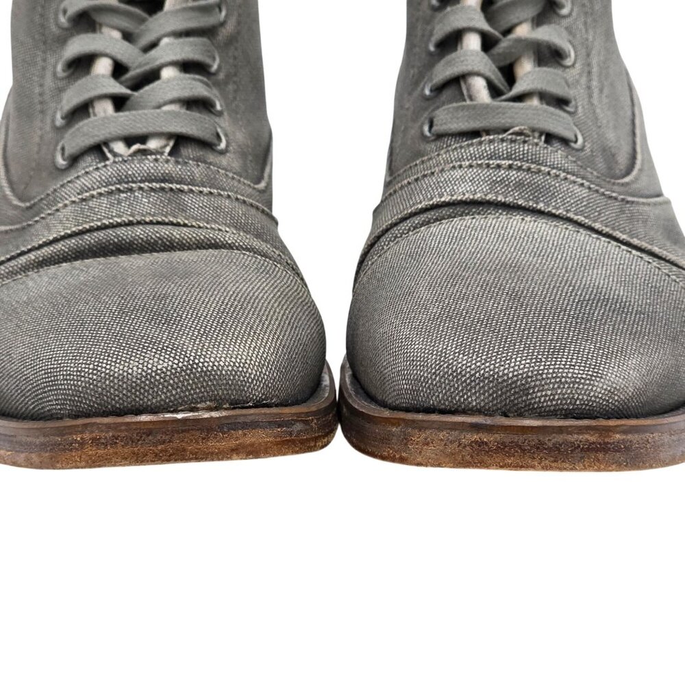 $698 John Varvatos Italy Fleetwood Mens 9 Distressed Gray Canvas Combat Boots - Picture 10 of 12